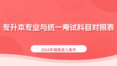 2024年福建成考專升本招生專業與統一考試科目對照表